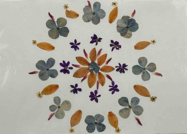 Handmade Pressed Dried Real Flower Greeting Card - Floral Kaleidoscope