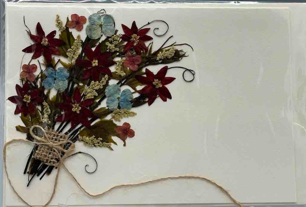 Handmade Pressed Dried Real Flower Greeting Card - Floral Bouquet