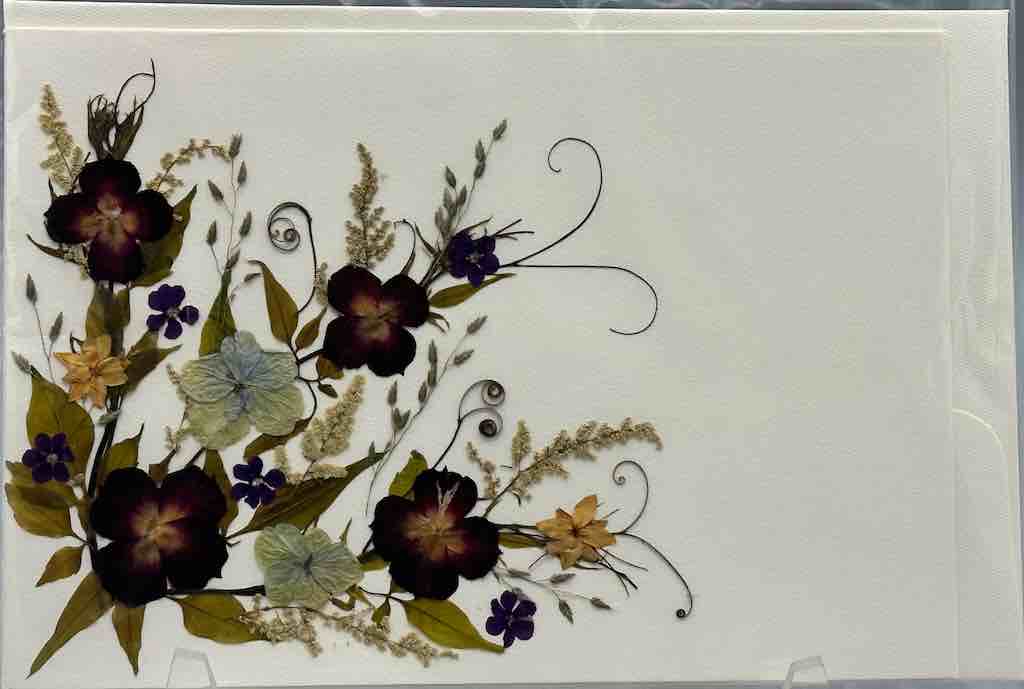 Handmade Pressed Dried Real Flower Greeting Card - Floral Corner