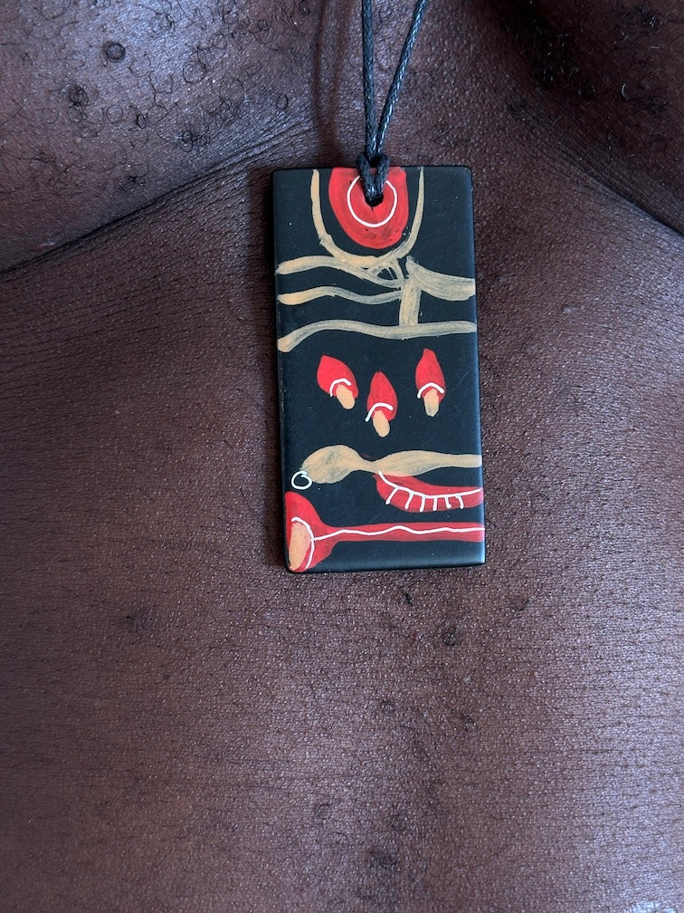 Lightweight Artist Hand-painted Square Pendant Necklace - Viet Nam