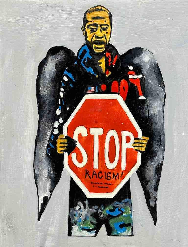 Original Small Black Lives Matter Theme Painting on Wood from Togo