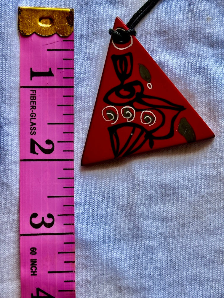 Lightweight Artist Hand-painted Square Pendant Necklace - Viet Nam