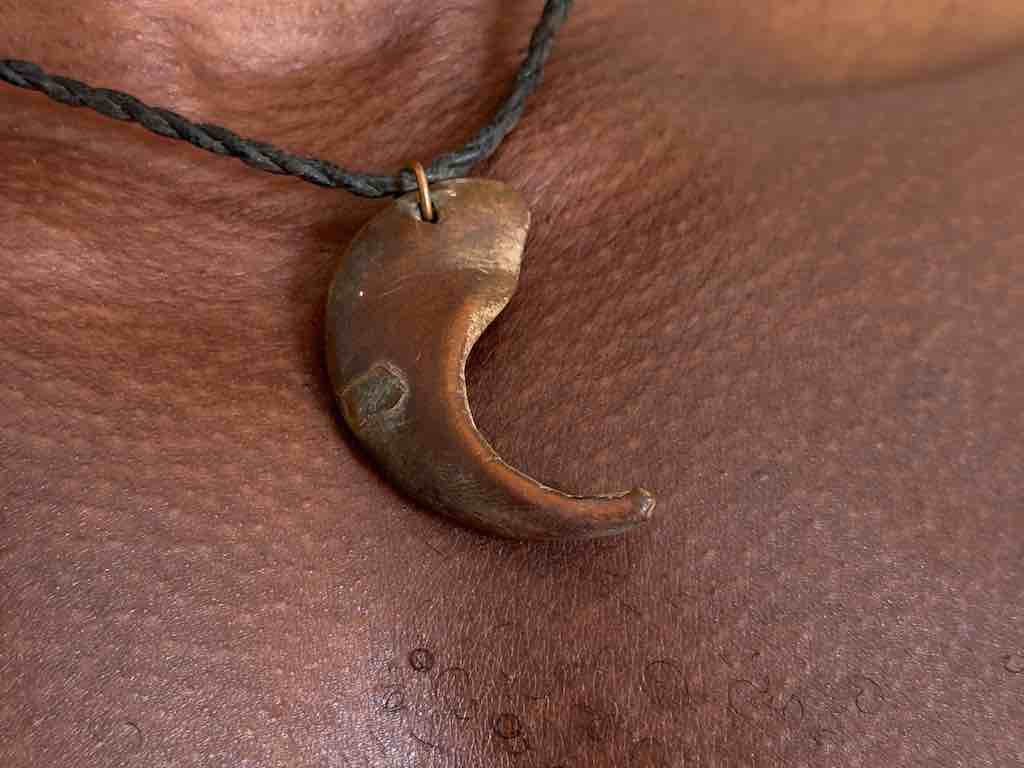 Old Used Vintage Wooden Claw Grigri Amulet Pendant Necklace - Mali