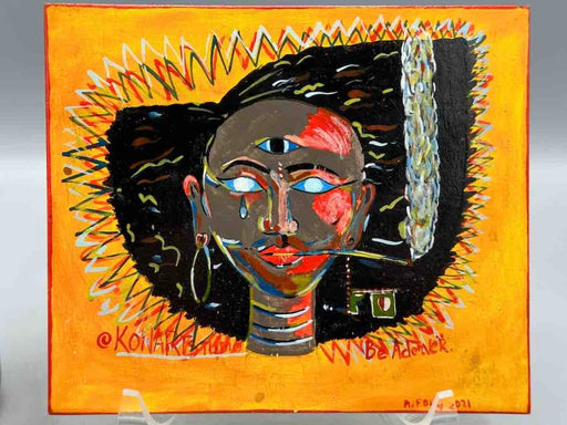 Original Small Black Lives Matter Theme Painting on Wood from Togo