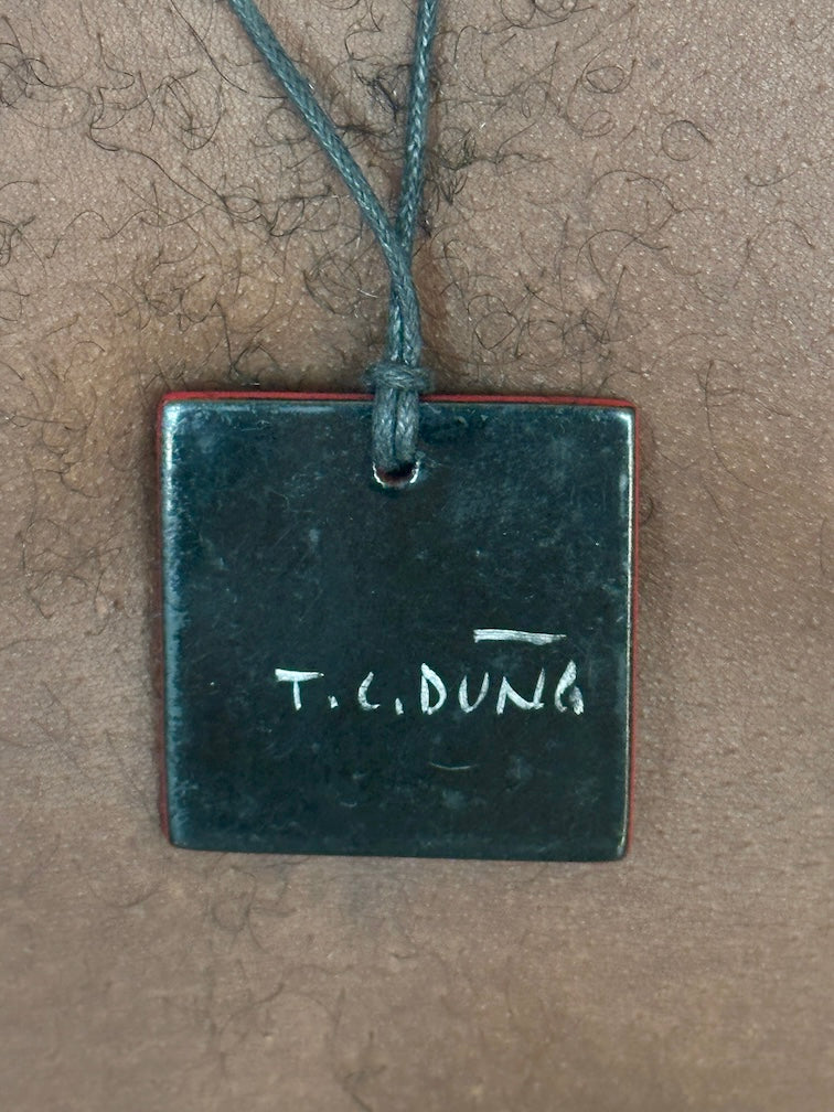 Lightweight Artist Hand-painted Square Pendant Necklace - Viet Nam