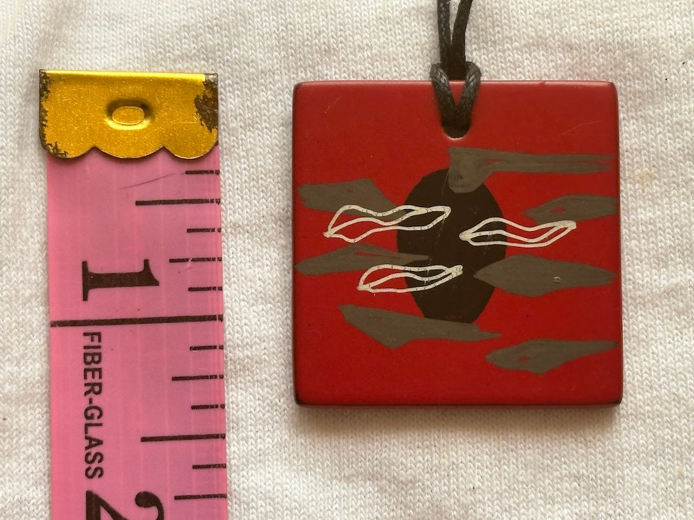 Lightweight Artist Hand-painted Square Pendant Necklace - Viet Nam