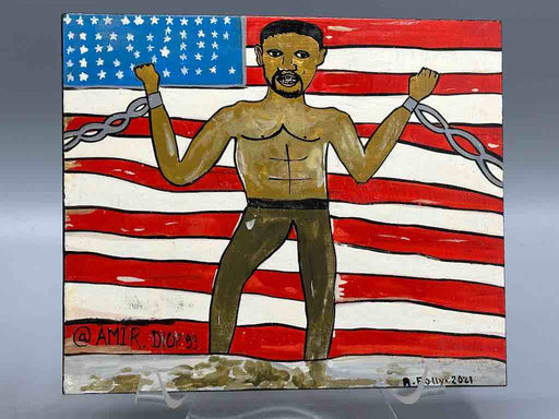 Original Small Black Lives Matter Theme Painting on Wood from Togo