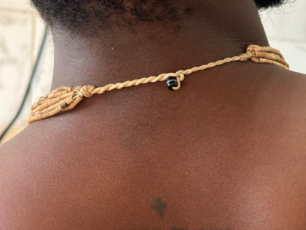 Smallest Excavated Clay Bead, Brass Bead, Inlaid Wooden Bead Necklaces - Mali