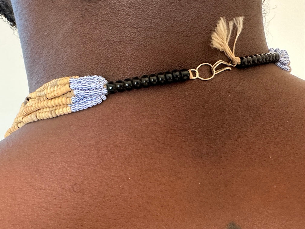 Smallest Excavated Clay Bead, Brass Bead, Inlaid Wooden Bead Necklaces - Mali