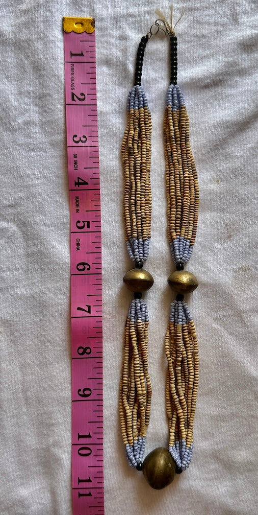Smallest Excavated Clay Bead, Brass Bead, Inlaid Wooden Bead Necklaces - Mali