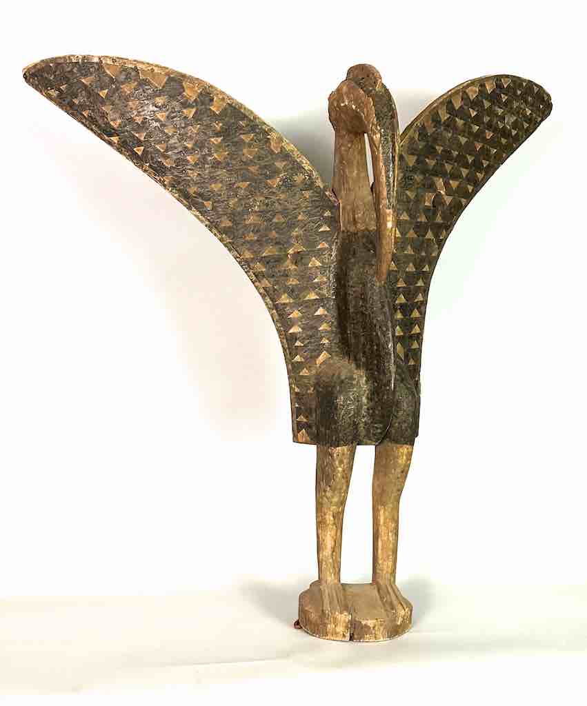 Senufo Large Brass-Covered Hornbill Statue | 34" - Mali