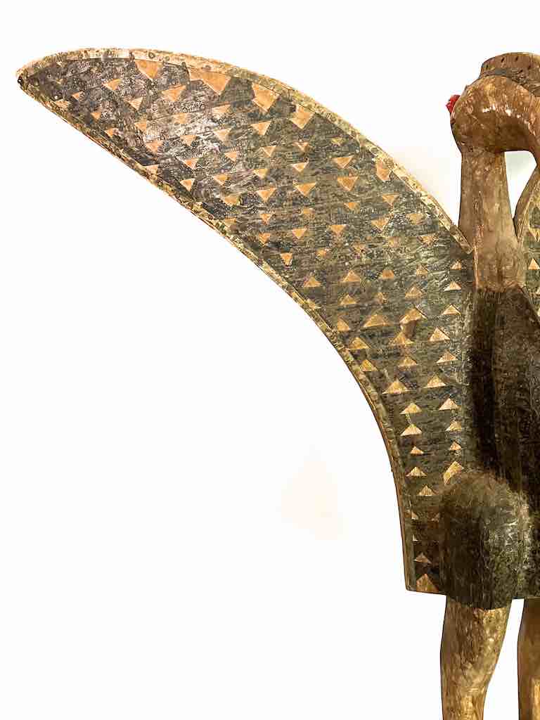 Senufo Large Brass-Covered Hornbill Statue | 34" - Mali