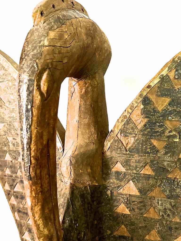 Senufo Large Brass-Covered Hornbill Statue | 34" - Mali