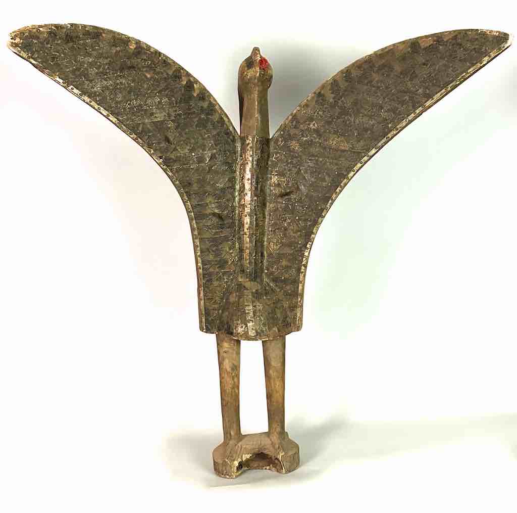 Senufo Large Brass-Covered Hornbill Statue | 34" - Mali