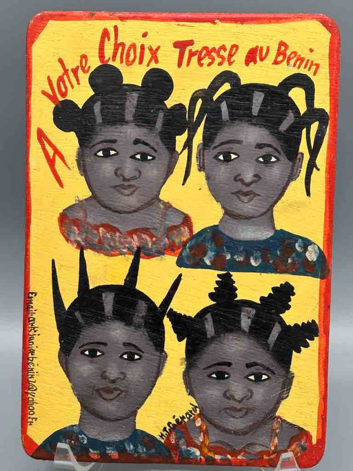 Original Small Beauty Salon Sign Painting on Wood from Benin