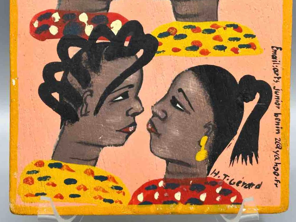 Original Small Beauty Salon Sign Painting on Wood from Benin