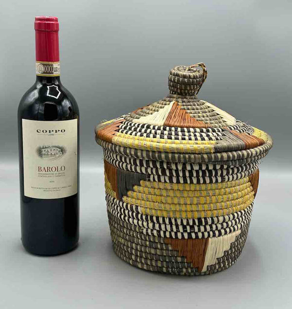 Covered Batwa Raffia Basket - Uganda