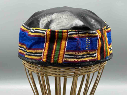 Large Size Genuine Ashanti Kente Cloth African Kufi Men's Hat | 22 3/4"