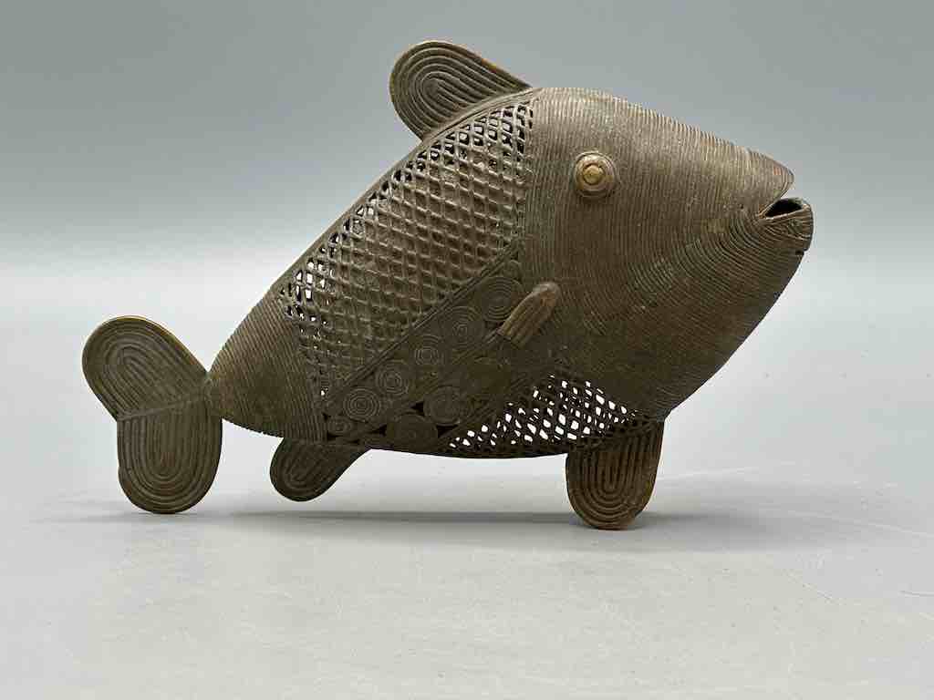 Vintage Baule Brass Fish Figure - Ivory Coast