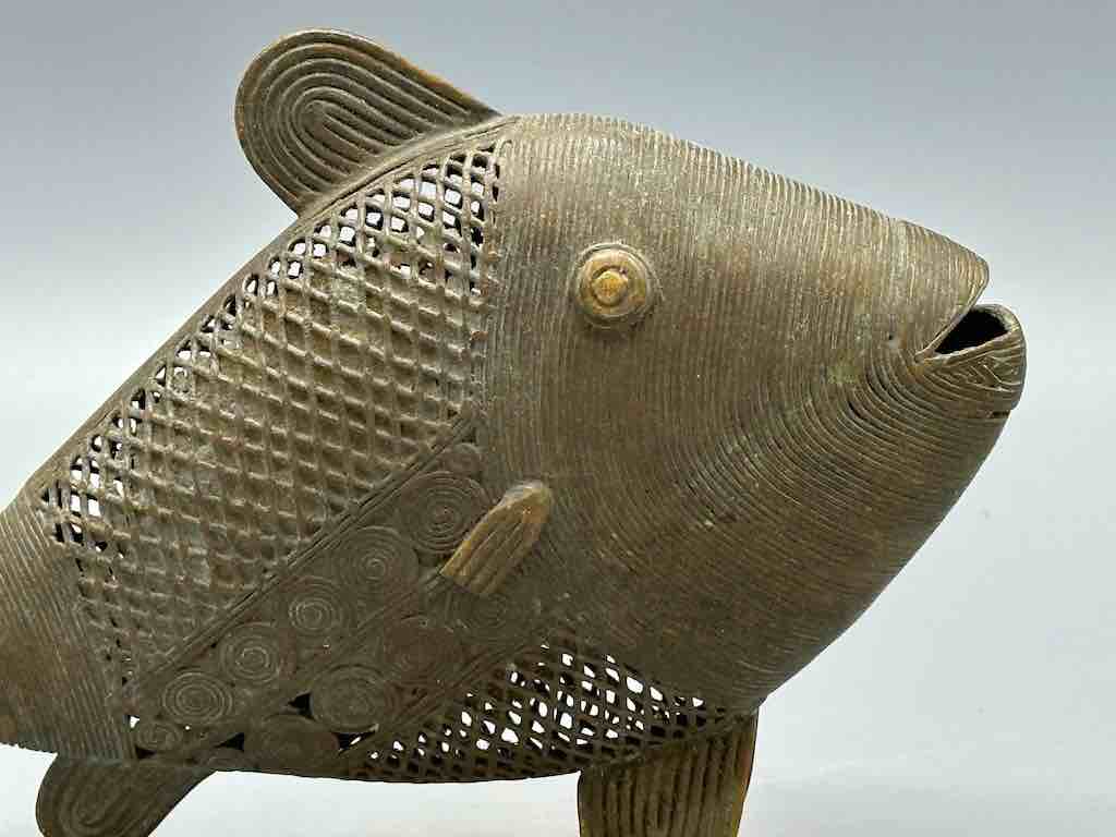 Vintage Baule Brass Fish Figure - Ivory Coast