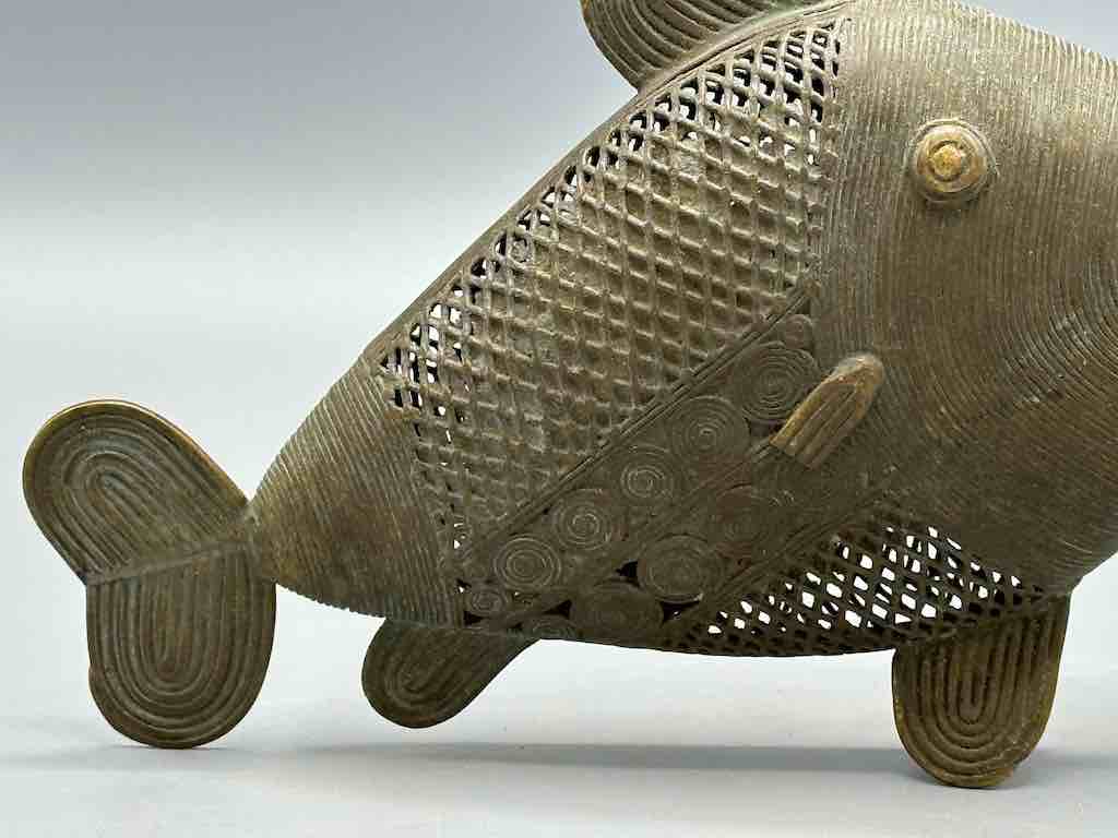 Vintage Baule Brass Fish Figure - Ivory Coast