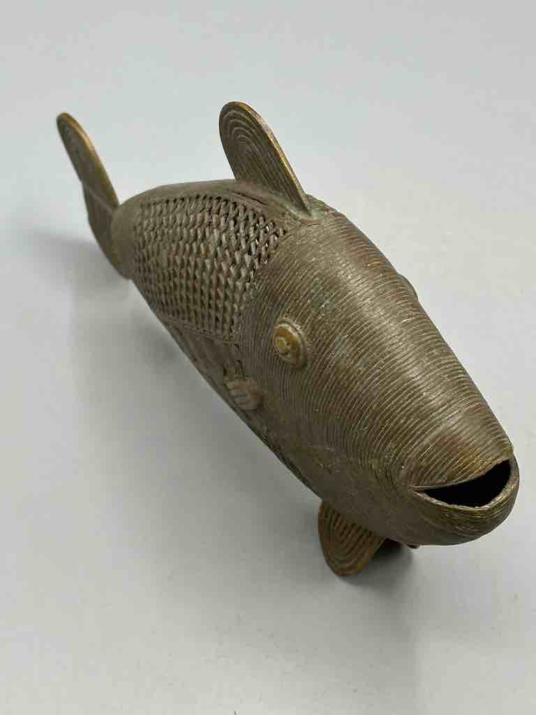 Vintage Baule Brass Fish Figure - Ivory Coast