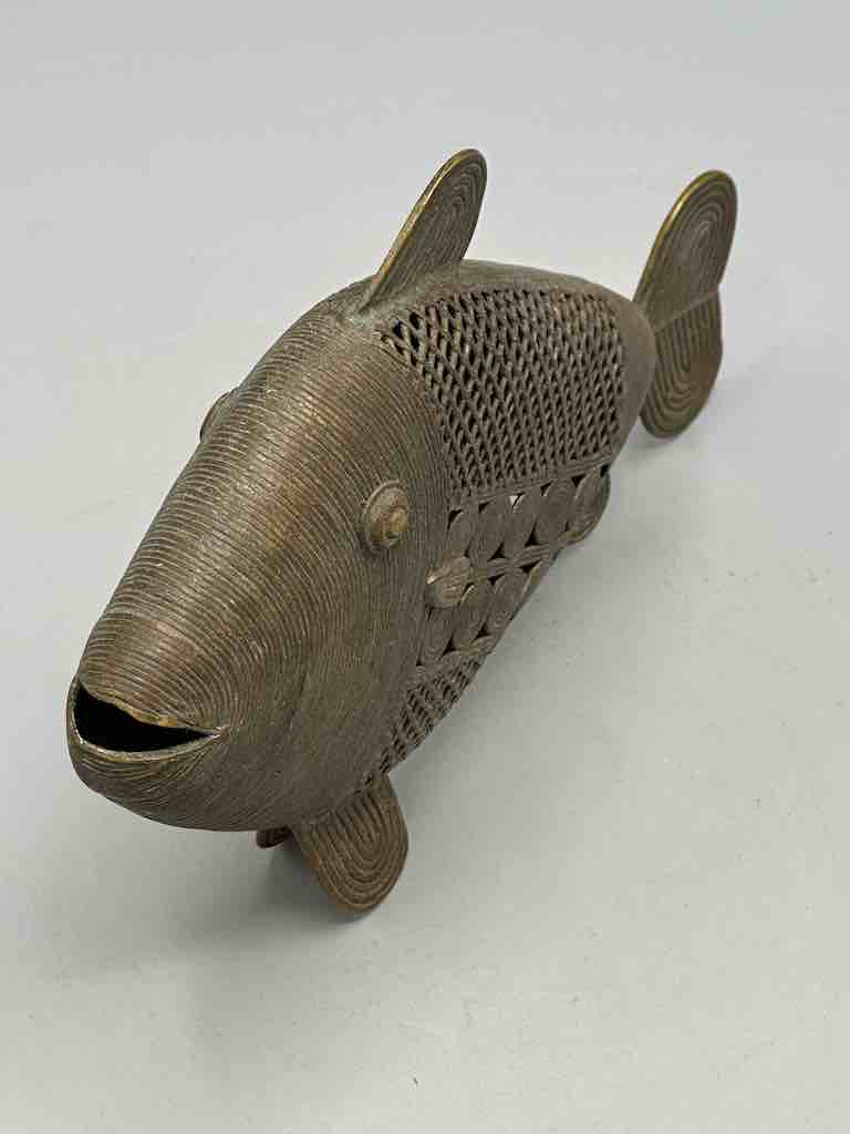 Vintage Baule Brass Fish Figure - Ivory Coast