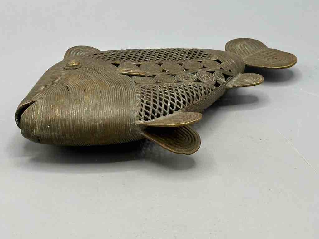 Vintage Baule Brass Fish Figure - Ivory Coast