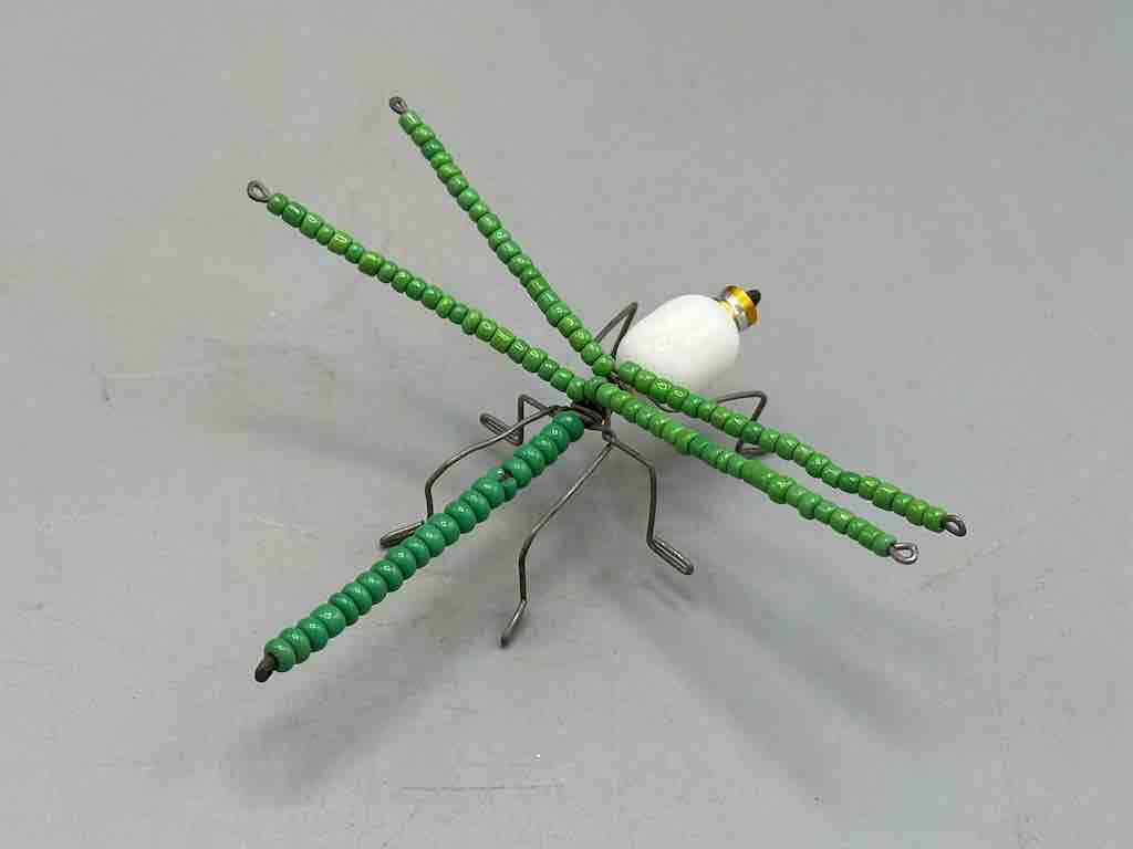 Beaded Wire Decor African Small Green Wing Dragonfly Insect