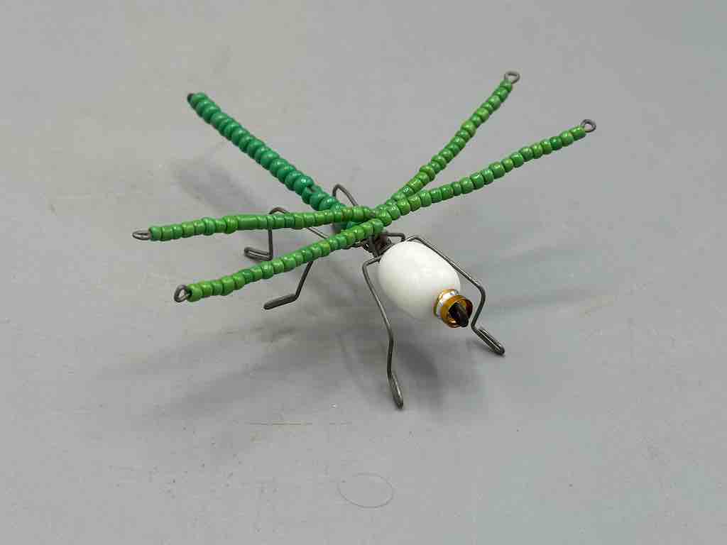 Beaded Wire Decor African Small Green Wing Dragonfly Insect