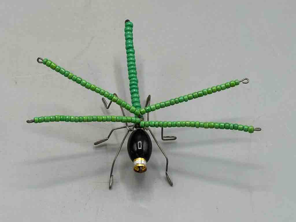 Beaded Wire Decor African Small Green Wing Dragonfly Insect