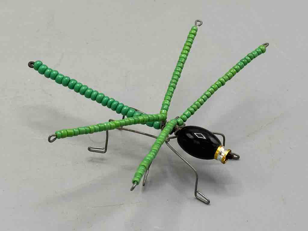 Beaded Wire Decor African Small Green Wing Dragonfly Insect