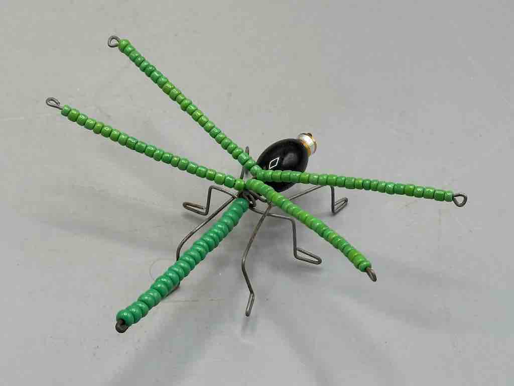 Beaded Wire Decor African Small Green Wing Dragonfly Insect