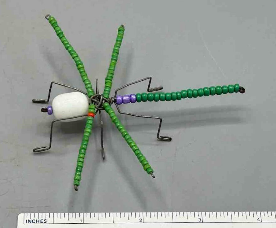 Beaded Wire Decor African Small Green Wing Dragonfly Insect