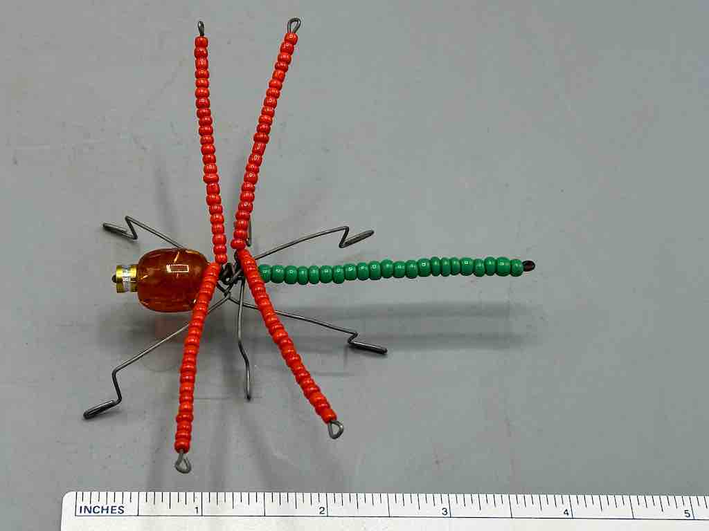 Beaded Wire Decor African Small Red Wing Dragonfly Insect