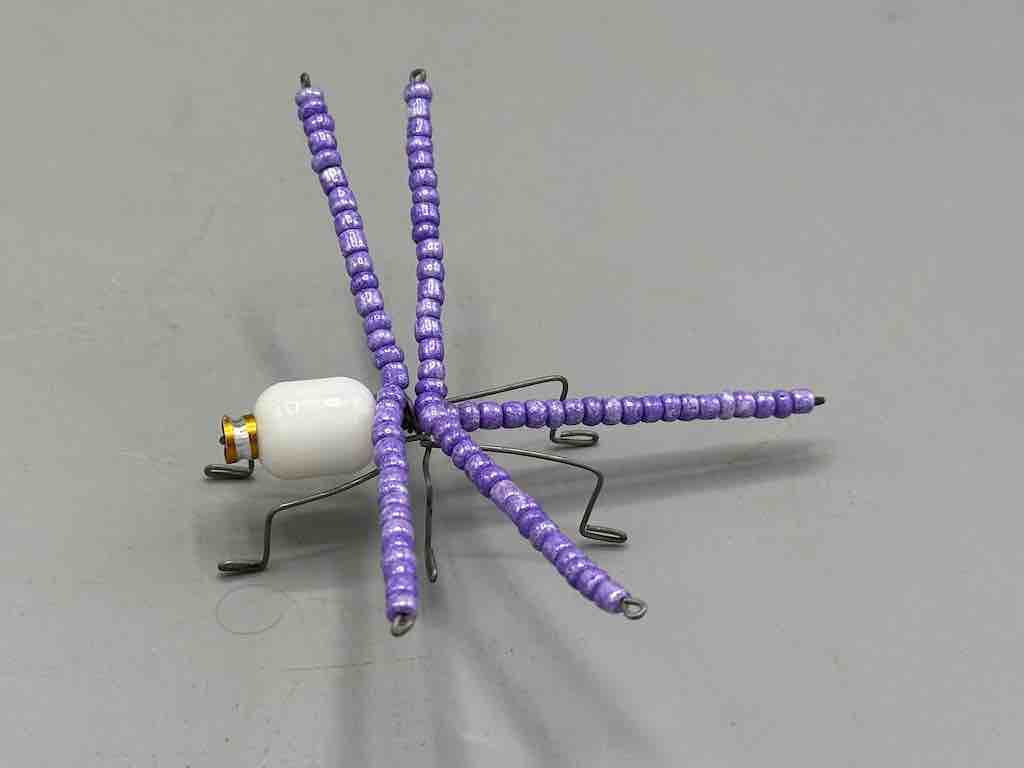 Beaded Wire Decor African Small Purple Wing Dragonfly Insect