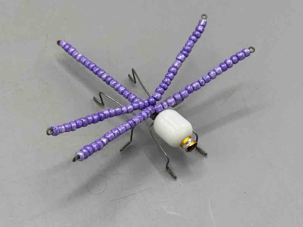 Beaded Wire Decor African Small Purple Wing Dragonfly Insect