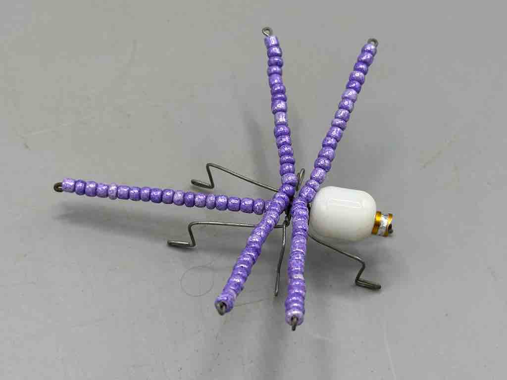 Beaded Wire Decor African Small Purple Wing Dragonfly Insect