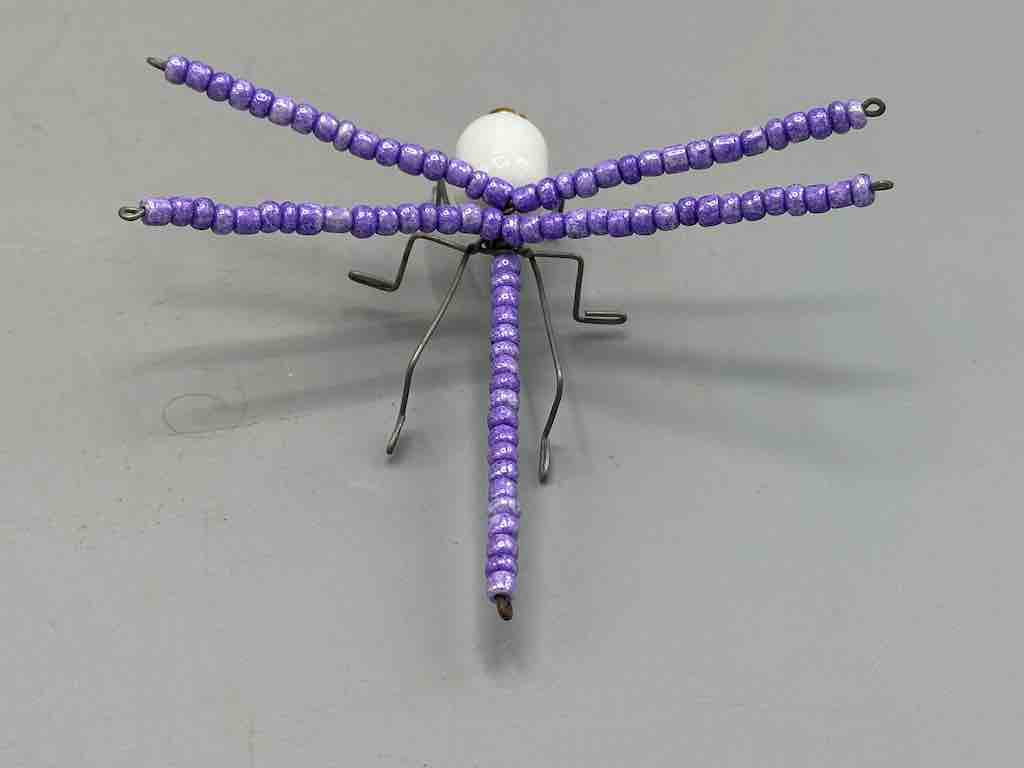 Beaded Wire Decor African Small Purple Wing Dragonfly Insect