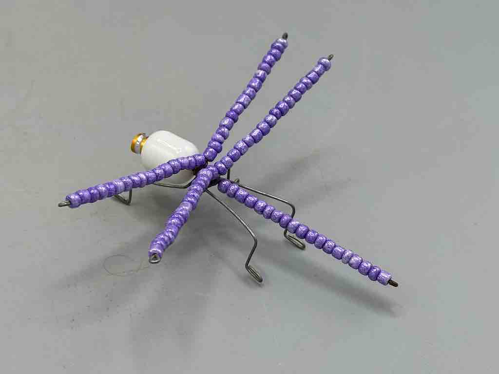 Beaded Wire Decor African Small Purple Wing Dragonfly Insect