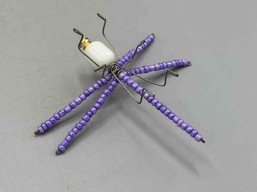 Beaded Wire Decor African Small Purple Wing Dragonfly Insect