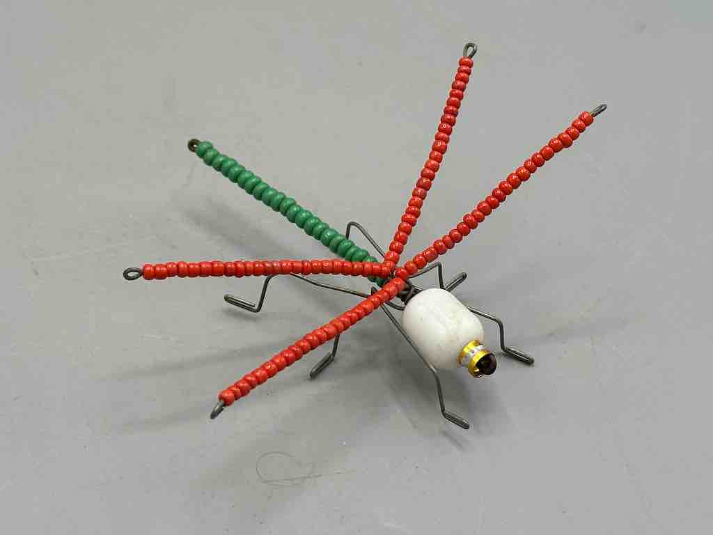 Beaded Wire Decor African Small Red Wing Dragonfly Insect