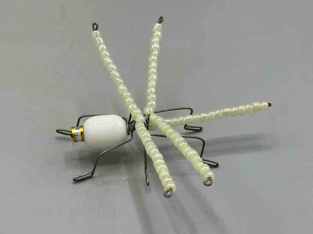 Beaded Wire Decor African Small White Wing Dragonfly Insect