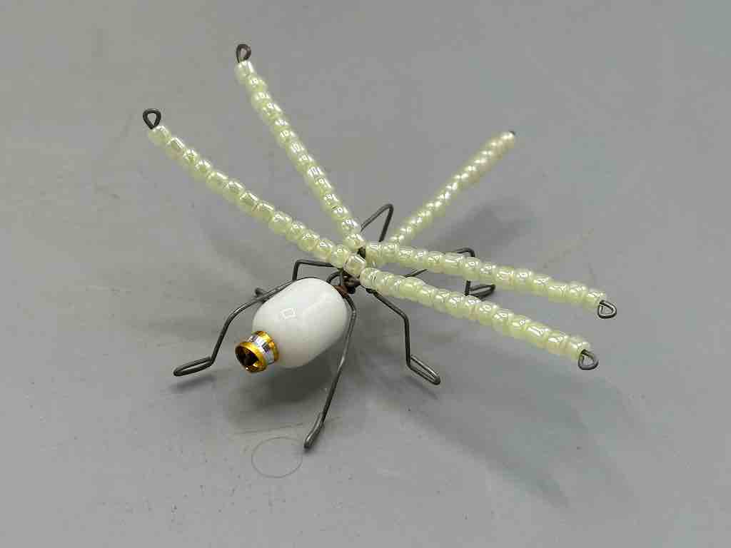 Beaded Wire Decor African Small White Wing Dragonfly Insect