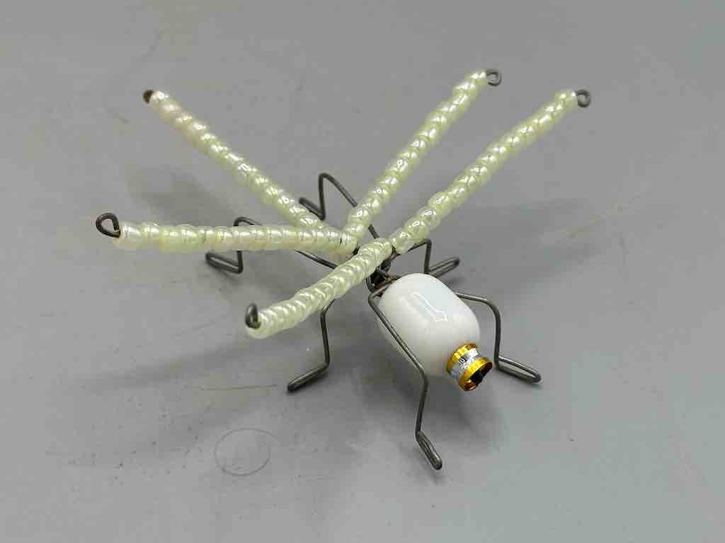 Beaded Wire Decor African Small White Wing Dragonfly Insect