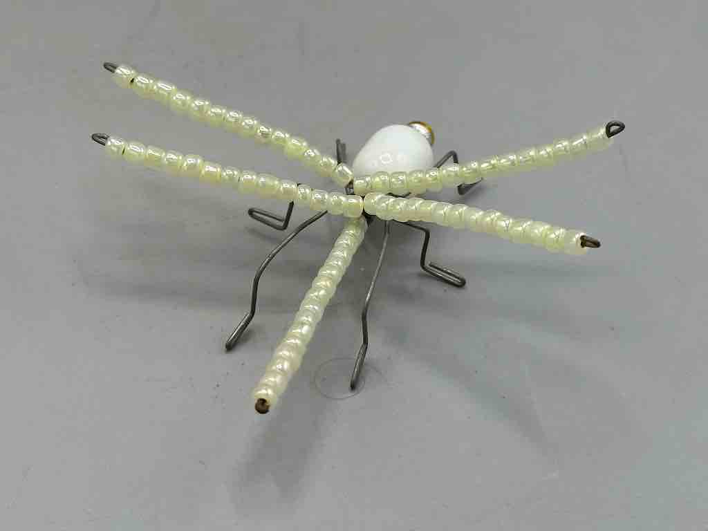 Beaded Wire Decor African Small White Wing Dragonfly Insect