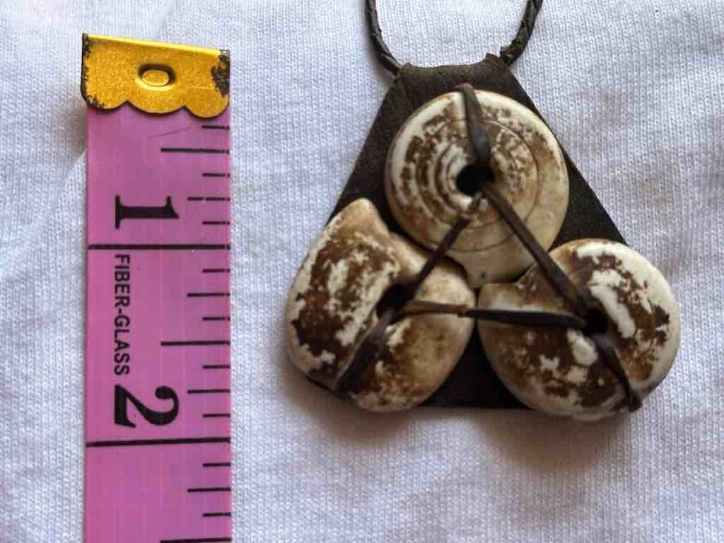 Vintage Cone Shell Black Leather Pendant Necklace - Mali