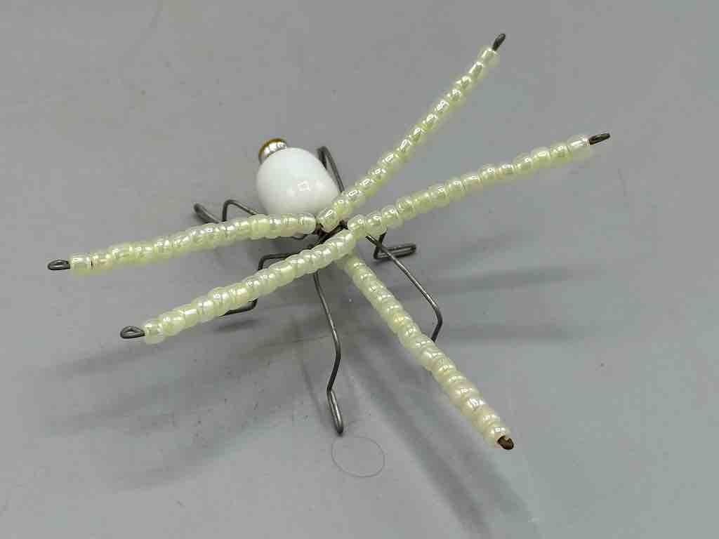 Beaded Wire Decor African Small White Wing Dragonfly Insect