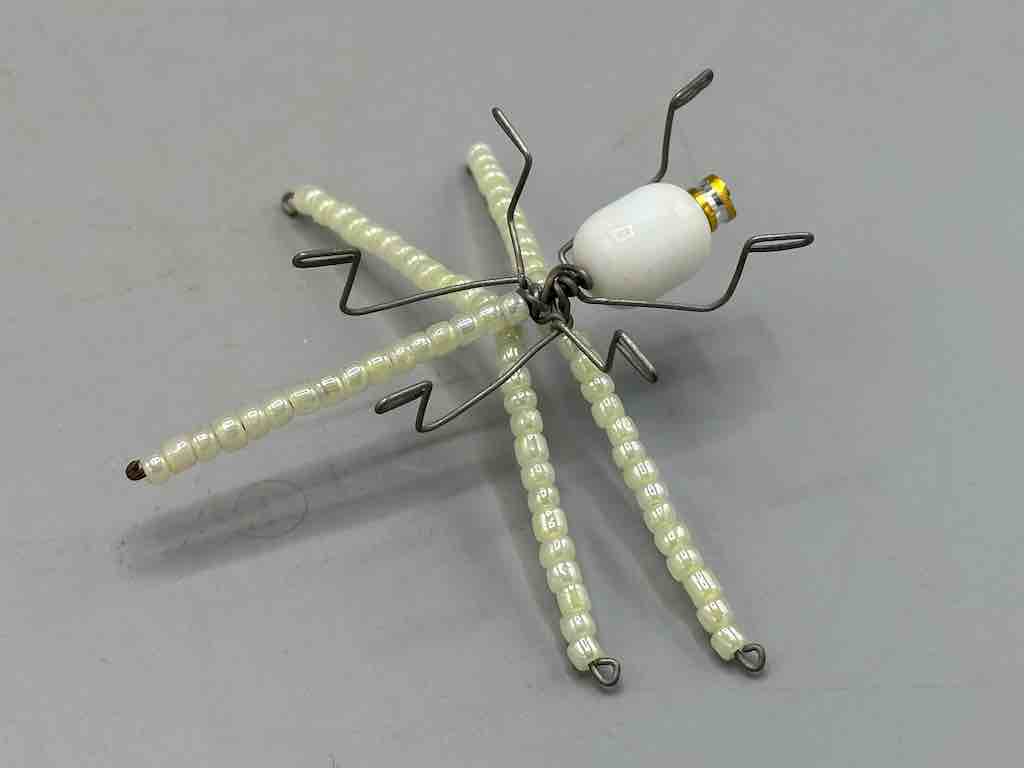 Beaded Wire Decor African Small White Wing Dragonfly Insect