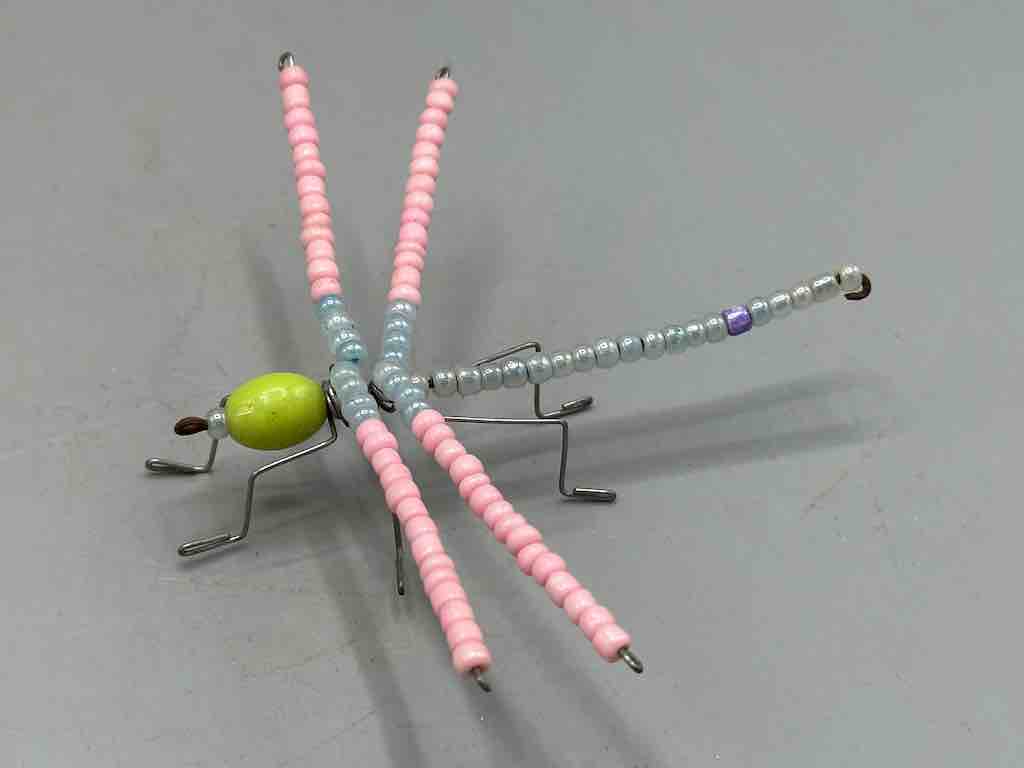 Beaded Wire Decor African Small 3-Color Dragonfly Insect